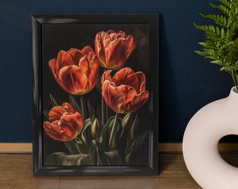 Salmon Tulip Flower Art Print, Flower Painting, Flower Décor, Floral Art Print, Floral Wall Art Painting, Floral Artwork, Botanical Print