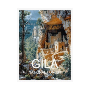 Gila National Forest Reiseplakat, Landschaftsplakatkunst, Reisekunst, Reisekunstplakat, Reisewandkunst, Reisekunstwerk, Kunstdruck