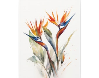 Bird Of Paradise Flower Canvas Print, Flower Painting, Flower Décor, Floral Art Print, Floral Wall Art Painting, Floral Artwork, Botanical