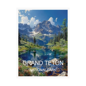 Grand Teton National Park Reiseplakat, Landschaftsplakat-Kunst, Reisekunst, Reisekunstplakat, Reise-Wandkunst, Reise-Kunstwerk, Wyoming Druck