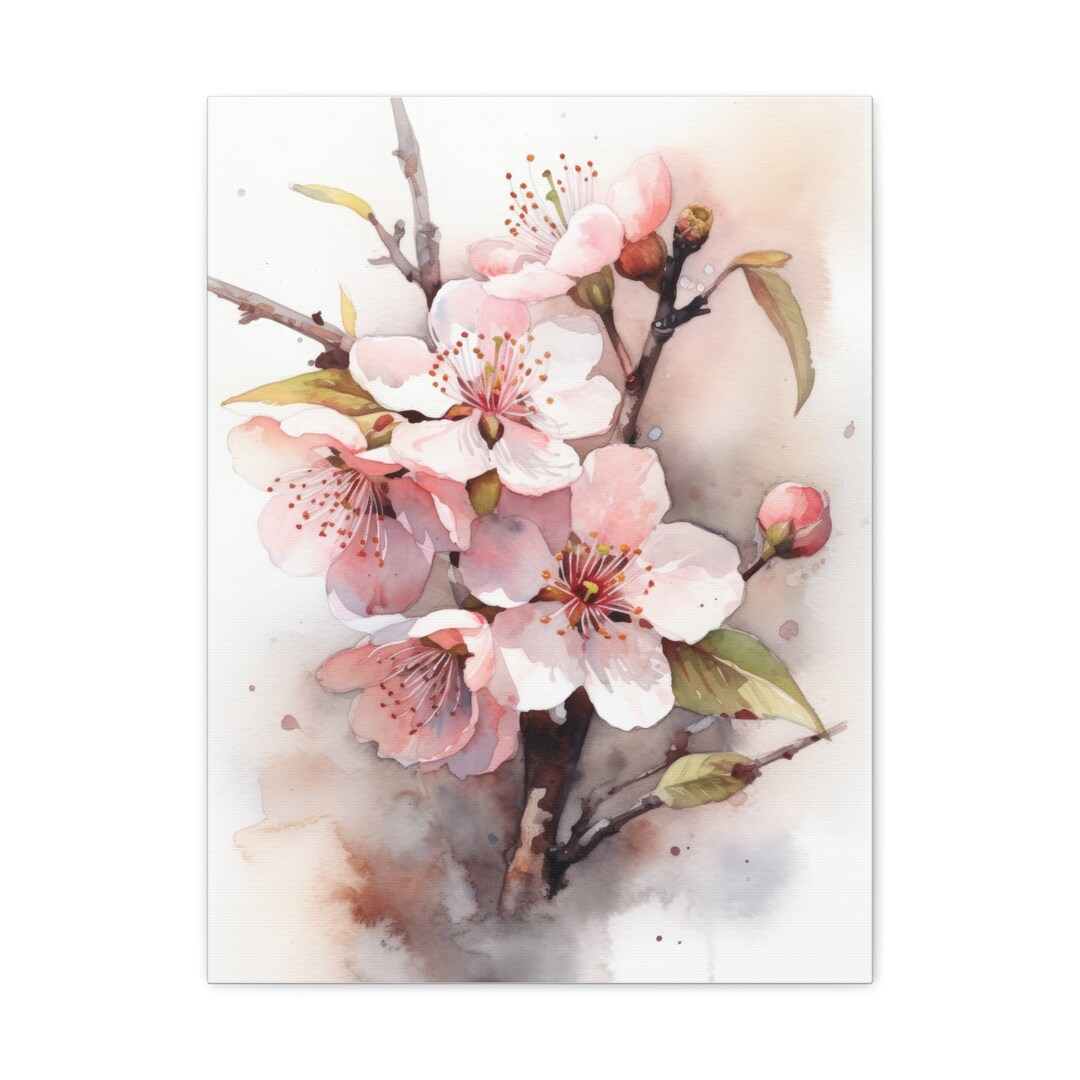 Cherry Blossom Canvas Art Print, Flower Painting, Flower Décor, Floral