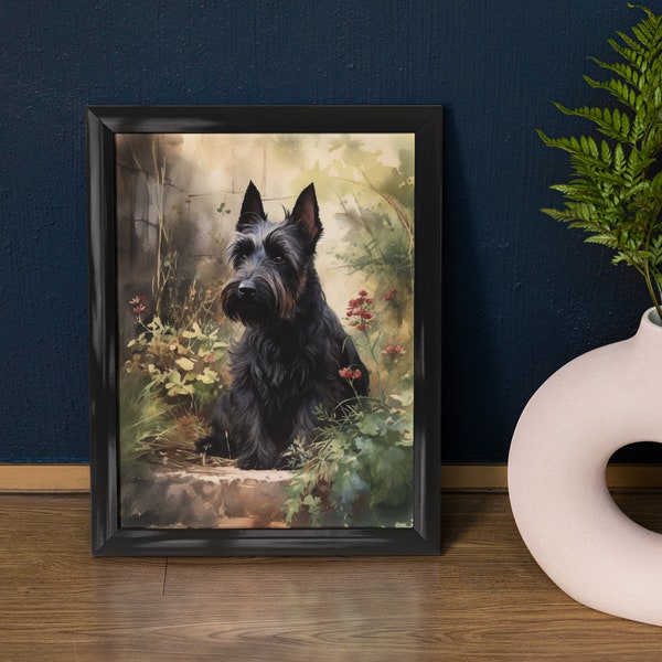 Impression d'art chien Terrier écossais, art mural chien, impression d'art animalier, affiche d'art animalier, cadeau pour amoureux des chiens, art mural animal coloré, art chien cool