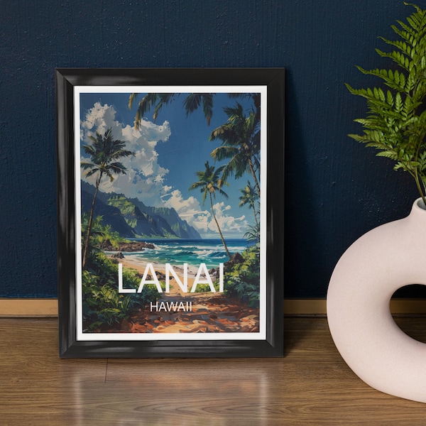 Lanai Hawaii Travel Poster, Landscape Poster Art, Travel Art Poster, Travel Wall Art, Travel Artwork, Art Print, Coastal Wall Art