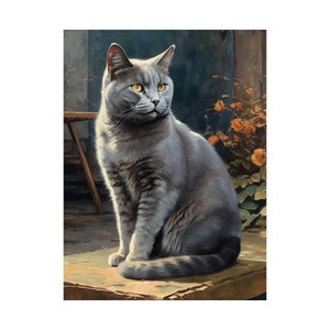 原画「シャルトリューのお買い物」フランス/パリ/雑貨/猫