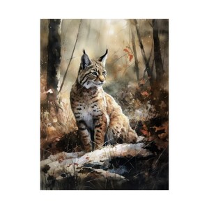Rotluchs Waldtier Kunstdruck, Rotluchs Waldtier Dekor, Wildtier Wandbild, Natur Kunstwerk, Wildtier Poster, Geschenk für Tierliebhaber