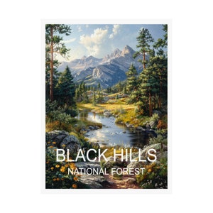 Black Hills National Forest Reiseplakat, Landschaft Plakatkunst, Reisekunst, Reisekunstplakat, Reisewandkunst, Reisekunstwerk, Kunstdruck