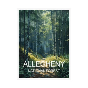 Allegheny National Forest Reiseplakat, Landschaftsplakatkunst, Reisekunst, Reisekunstplakat, Reisewandkunst, Reisekunstwerk, Kunstdruck
