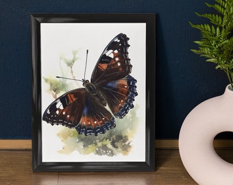 Mourning Cloak Butterfly Art Print, Butterfly Home Décor, Watercolor Butterfly Painting, Insect Wall Art, Nature Lover, Butterflies Artwork