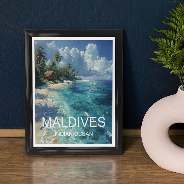 Maldives Indian Ocean Travel Poster, Landscape Poster Art, Travel Art, Travel Art Poster, Travel Wall Art, Travel Artwork, Costal Art Print