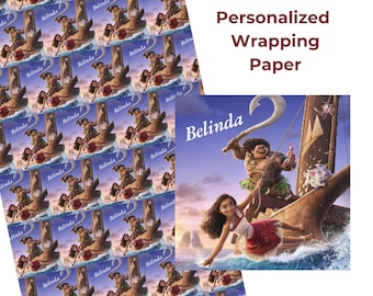 Gift Wrap Happy Birthday Island Girl Wrapping Paper Moana Birthday   Movie Wrapping Paper Unique