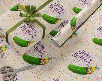Pickle Birthday Wrapping Paper Funny Dill Pickle Cucumber Gift Wrap
