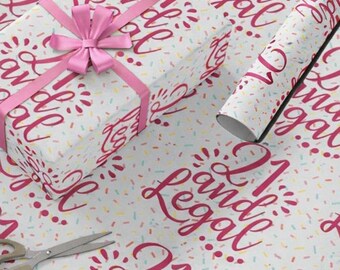 Pink 21st Birthday 21 And Legal Wrapping Paper