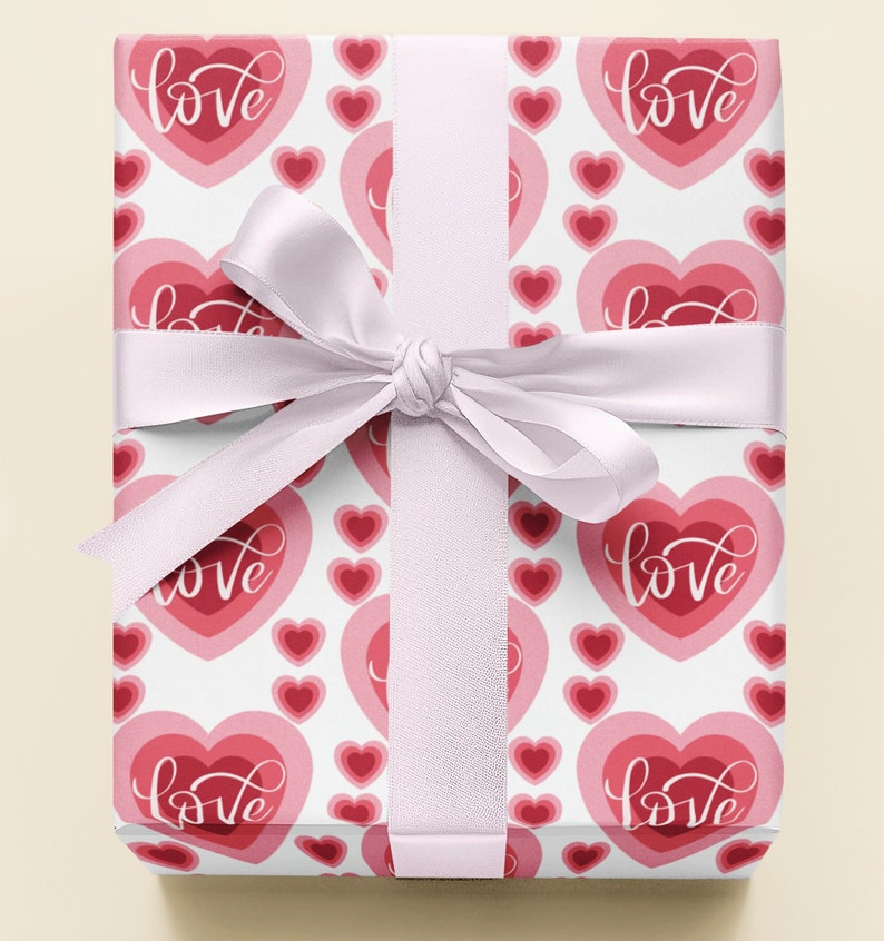 Hearts Valentine Wrapping Paper Valentine Hearts Gift Wrap Etsy