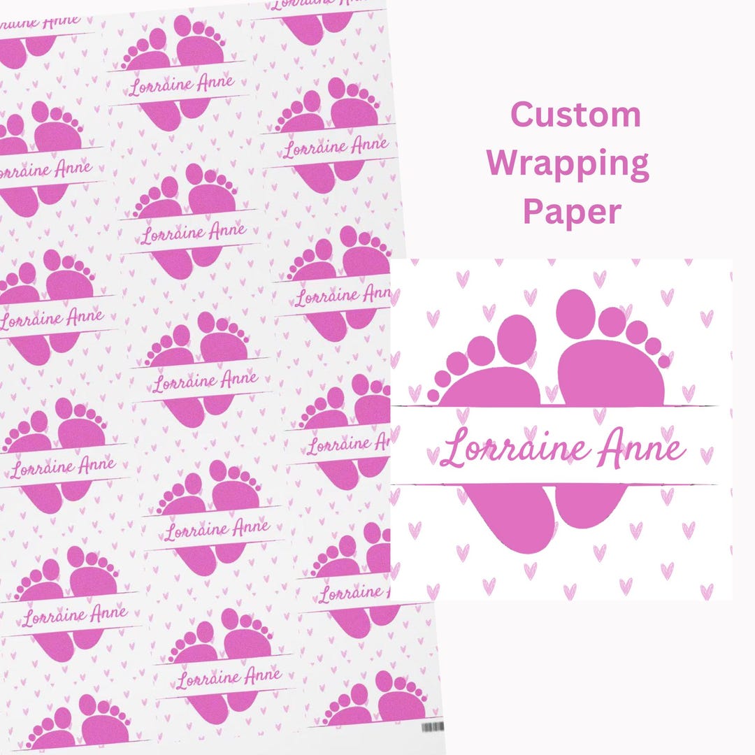 Gift Wrap Custom Baby Wrapping Paper Personalized Baby Name Gift Wrap ...