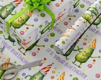 Pickles with Party Hats Birthday Wrapping Paper Funny Gift Wrap
