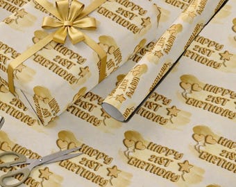21St Birthday Wrap, Golden Gift for Milestone Celebrations