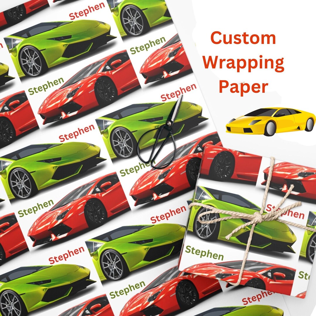 Custom Luxury Sports Car Wrapping Paper Personalize Name Etsy