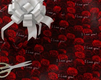 Rose Wrapping Paper Red Floral Gift Wrap