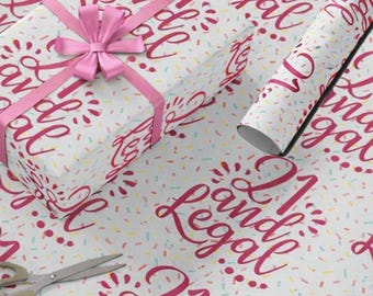 21 and Legal Cadeaupapier Roze 21e verjaardag Cadeaupapier mijlpaal verjaardagscadeau