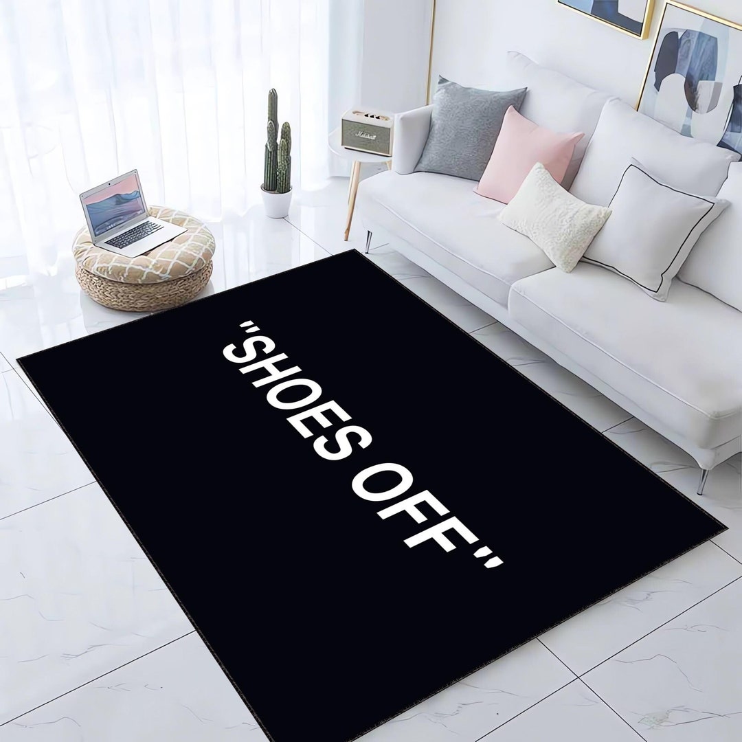 Shoes off Rug, Black Keep Off, Designer Personalized Gift, Keepoff