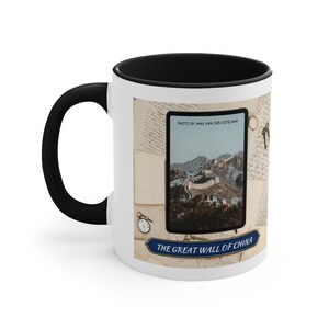Vintage-inspired The Great Wall of China Accent Mug with Historical Charm/ Timeless 7 Wonders Accent Mug: A Tribute to History
