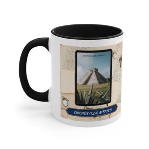 Vintage-inspired Chichén Itzá Accent Mug with Historical Charm/ Timeless 7 Wonders Accent Mug: A Tribute To History
