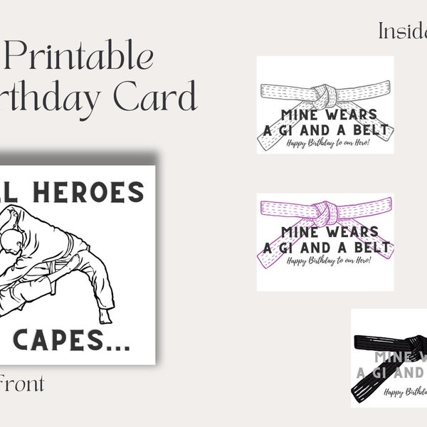 Jiu Jitsu Printable Birthday Card, Printable Card, Blue Belt Card, Brown Belt Card, Jiu Jitsu, Jiu Jitsu Card, Dads Birthday
