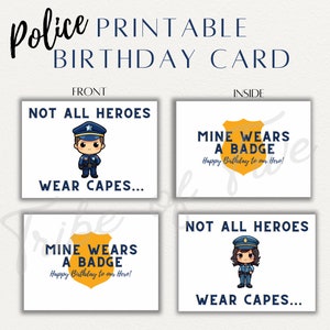 Cartão de aniversário imprimível para aplicação da lei, pai policial, mãe policial, polícia, aniversário policial, cartão de aniversário imprimível, aniversário de herói