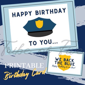 Cartão de aniversário imprimível para aplicação da lei, pai policial, mãe policial, polícia, aniversário policial, aniversário imprimível, cartão de aniversário de herói