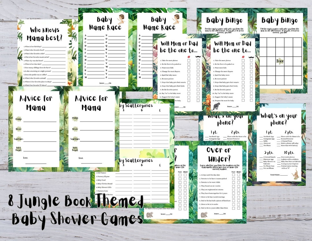 Jungle Book Baby Shower Games Jungle Themed Baby Shower Etsy