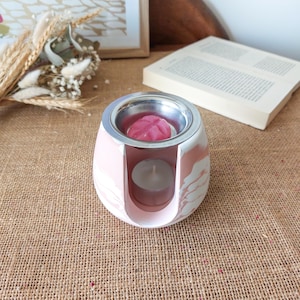 Ceramic fragrance burner, scented melt burner, wax or essential oil burner, pastel marbled colors, minimalist style