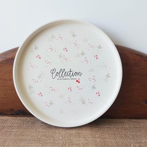 Cream Colored Round Ceramic Tray, Candle Holder, Boho Home Decor Gift, Centerpiece, Serving Dish for Kitchen