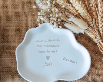 Coupelle demande marraine parrain, vide poche message marraine parrain, coupelle à bijoux marraine, annonce grossesse originale