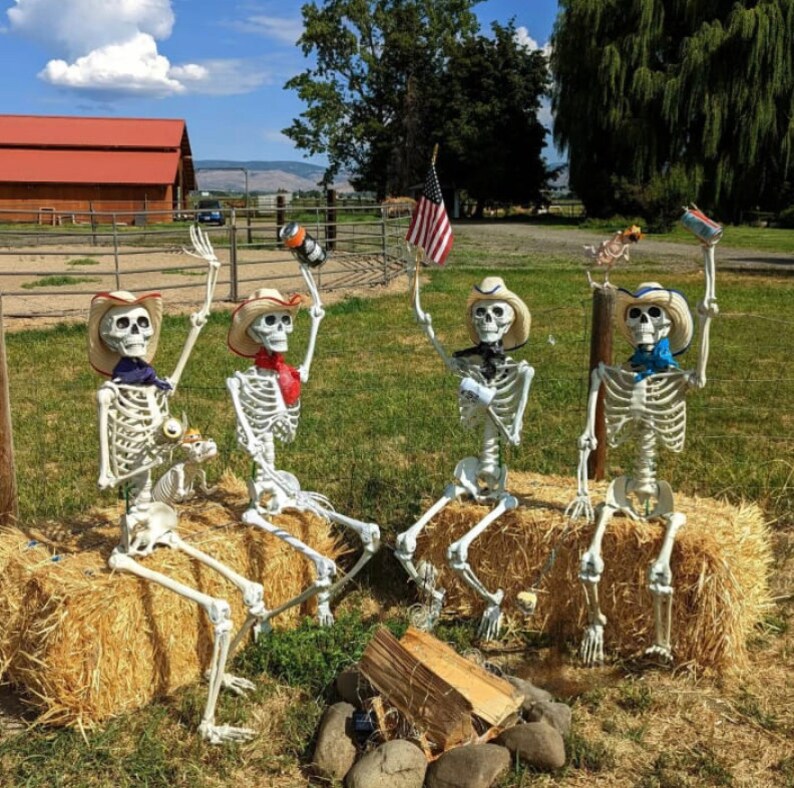 5 Foot SKELETON Posable Lifesize Halloween Skeleton Red Eyes Etsy