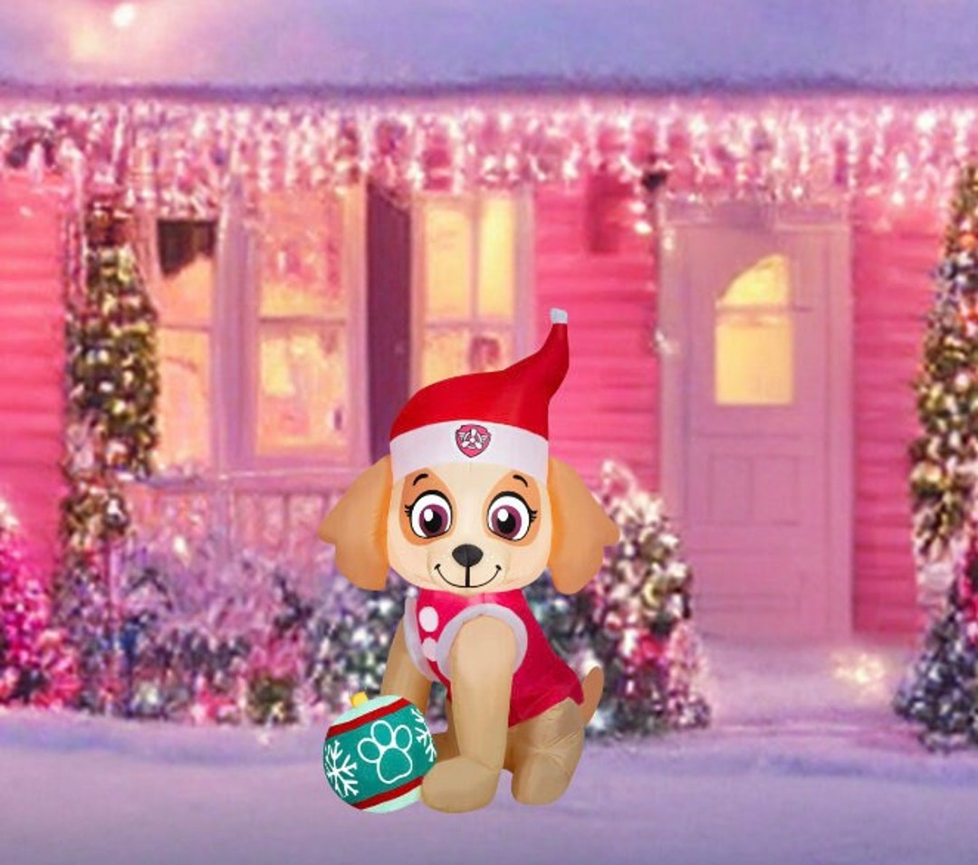 4.5' Inflatable Christmas Paw Patrol Skye in Santa Hat Etsy