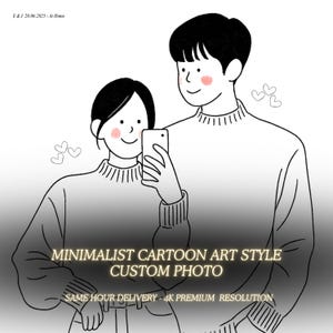 Minimalist Couple Portrait, Custom Portrait, Cute Cartoon Illustration, Personalized Print, Personalized Gift, Couple Memory Digital Gift