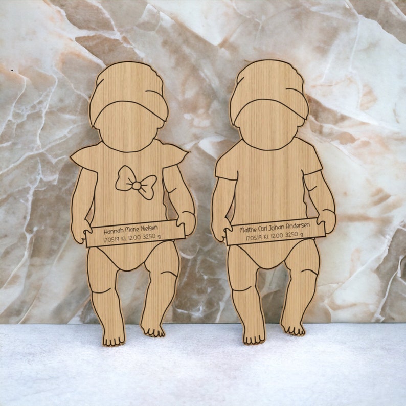 Laser Cut File 1:1 Baby Birth Announcement 3 Baby Plaques Digital SVG