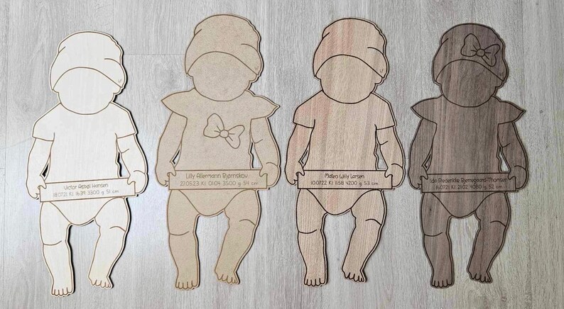 Laser Cut File 1:1 Baby Birth Announcement 3 Baby Plaques Digital SVG
