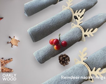 Laser Cut File | Reindeer Napkin Rings  | Add Text Or Name  | SVG Christmas Table Decoration  | Table Cards for Christmas