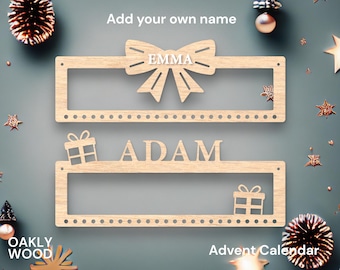 Laser Cut File | Advent Calendar | Add a name | Two different designs | Christmas Decoration | Hanging Calendar | Digital SVG file
