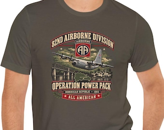T-shirt « Opération Power Pack » de la 82e division aéroportée | Avion vintage de parachutiste militaire