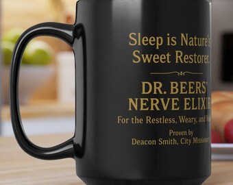 Dr. Beers&#39; Nerve Elixir Mug: Left-Hand Vintage Apothecary Label