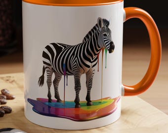 Rainbow Zebra Coffee Mug: Colorful Animal Art - 11oz or 15oz