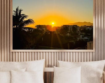 Bucerías Mexico Sunset Photo: Golden Hour Palm Tree Print (Digital Download)