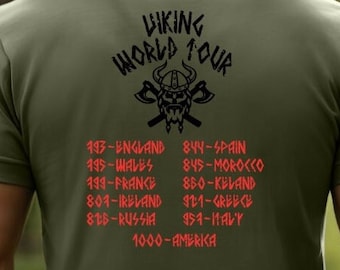 Viking World Tour Tee - Nordic Style - Viking Sagas - Bella + Canvas 3001