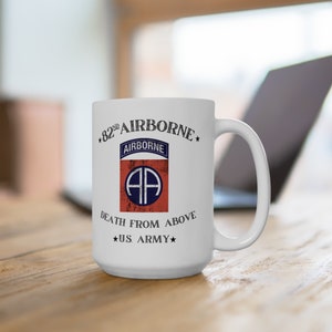 Tasse à café 82nd Airborne « Death From Above » de l'armée américaine, 11 oz et 15 oz - Sans BPA et sans plomb 15 Onces liquides