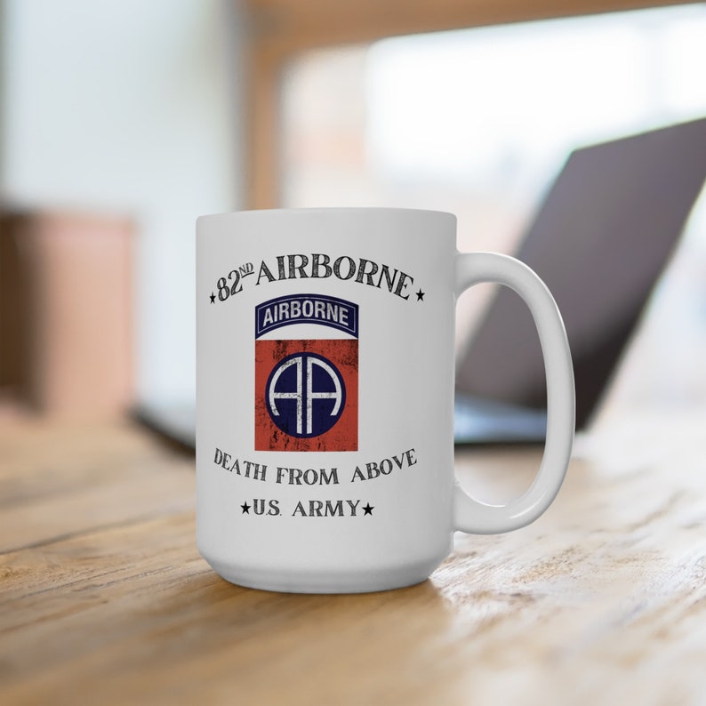 Tasse à café 82nd Airborne « Death From Above » de l'armée américaine, 11 oz et 15 oz - Sans BPA et sans plomb 15 Onces liquides
