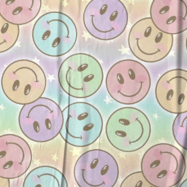 Happy Faces Printed DBP Knit Stretch Fabric l Double Brushed Polyester Spandex Fabric