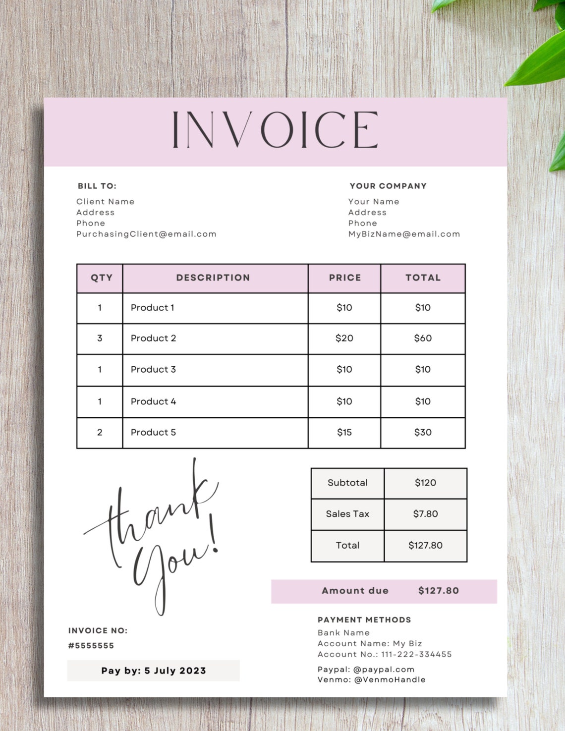 Invoice Template Download | Modern Client Invoice | Editable Template ...