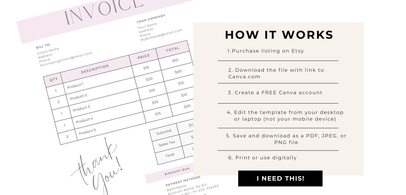 Invoice Template Download | Modern Client Invoice | Editable Template ...